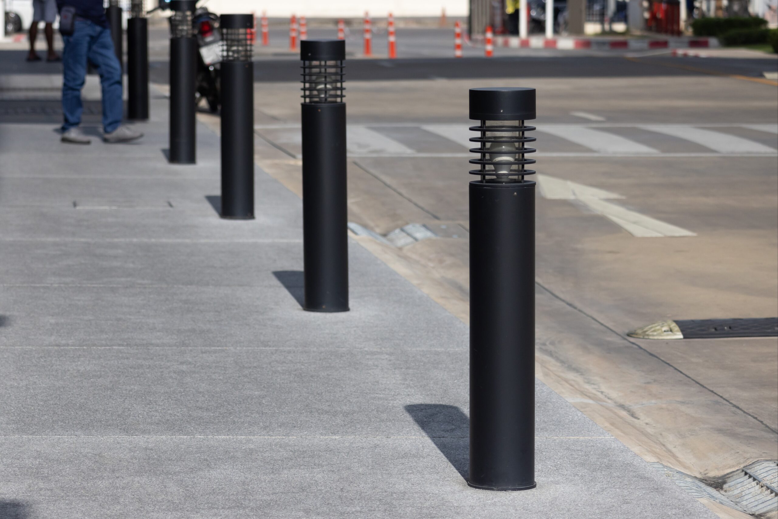 An illustration of different types of bollards used for traffic control and safety.