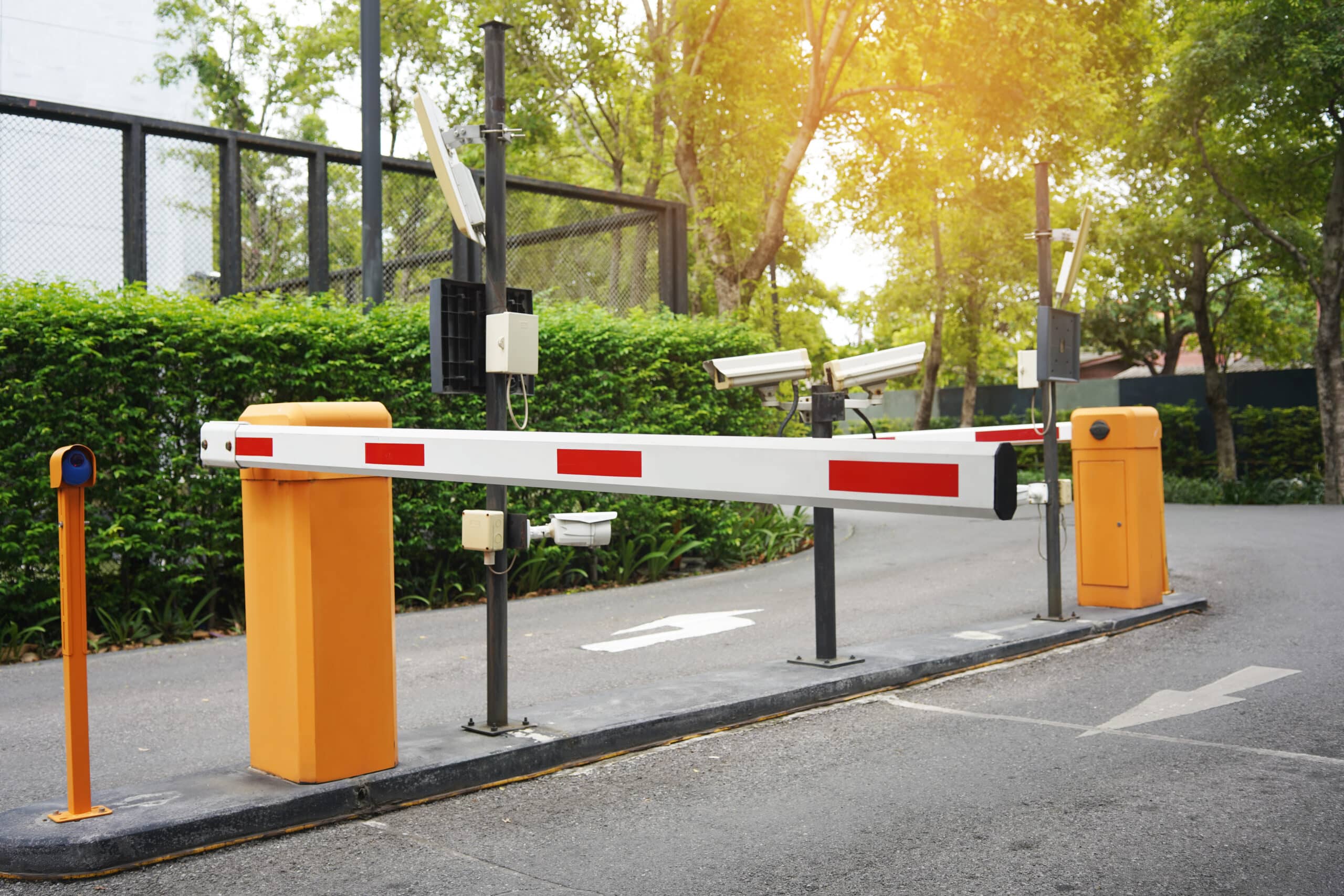 Image showing advanced perimeter security systems, including surveillance cameras, automated gates, and access control systems designed for enhanced property protection.