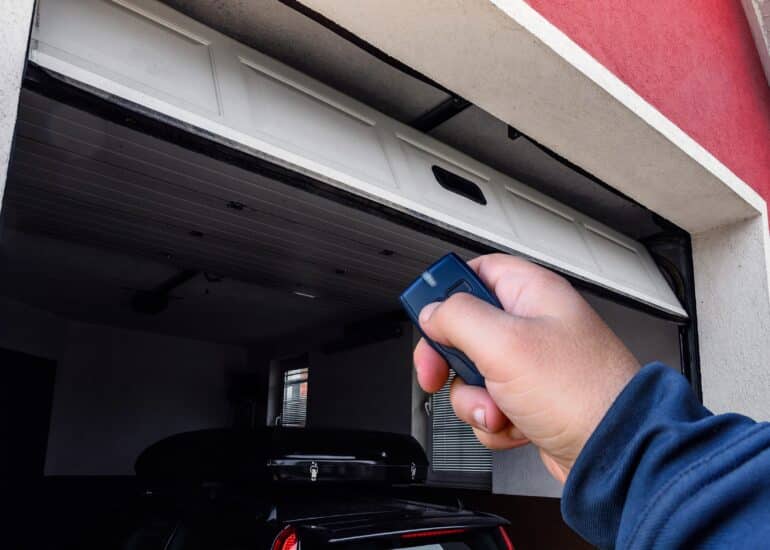 LiftMaster garage door opener in action, smoothly lifting the garage door.